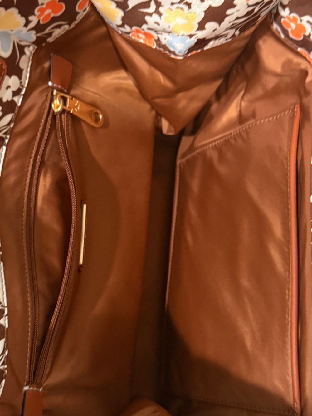 Tory Burch Brown Coat with Floral Trim
